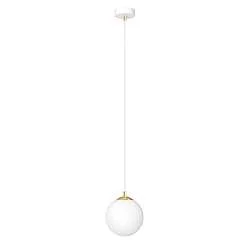 Sospensione Contemporanea Yudi 1 Luce Acciaio Bianco Sfera Vetro Bianco