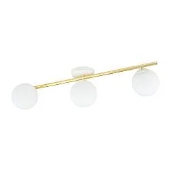 Plafoniera Contemporanea 3 Luci Eracle In Acciaio Oro E Sfere Vetro Bianco