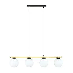 Sospensione Contemporanea 4 Luci Wugu Acciaio Oro Nero Sfervetro Bianco