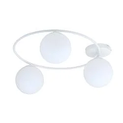 Plafoniera Minimal 3 Luci Perseo In Acciaio Bianco E Sfere In Vetro Bianco