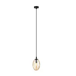Sospensione Minimal 1 Luce Morigena Acciaio Nero E Vetro Ambra