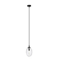 Sospensione Minimal 1 Luce Pendragon Acciaio Nero E Vetro Trasparente