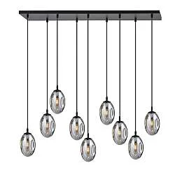 Sospensione Minimal 9 Luci Morigena Acciaio Nero E Vetro Fumè