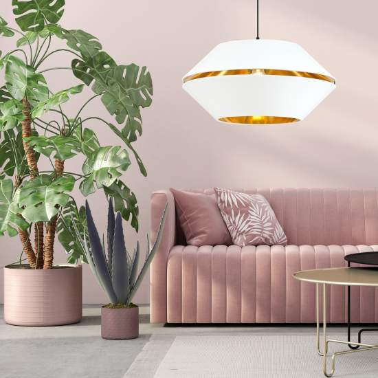 Sospensione Contemporanea 1 Luce Bellerofonte In Metallo Bianco E Oro LA0091-EB-1-NR-BI
