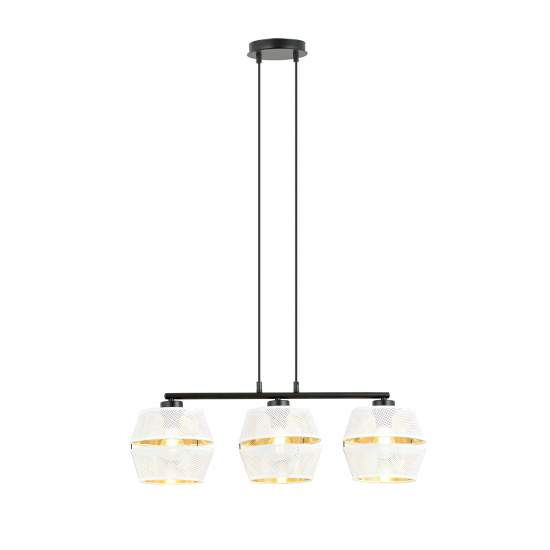 Sospensione Contemporanea 3 Luci Bellerofonte In Metallo Bianco E Oro LA0091-EB-3-NR-BI
