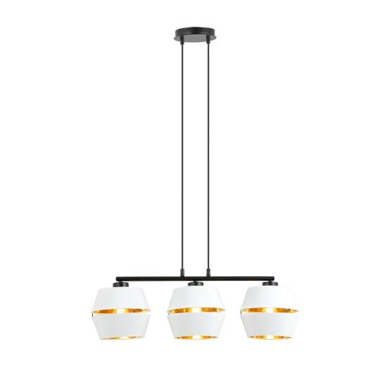 Sospensione Contemporanea 3 Luci Bellerofonte In Metallo Bianco E Oro LA0091-EB-3-NR-BI