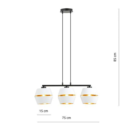 Sospensione Contemporanea 3 Luci Bellerofonte In Metallo Bianco E Oro LA0091-EB-3-NR-BI