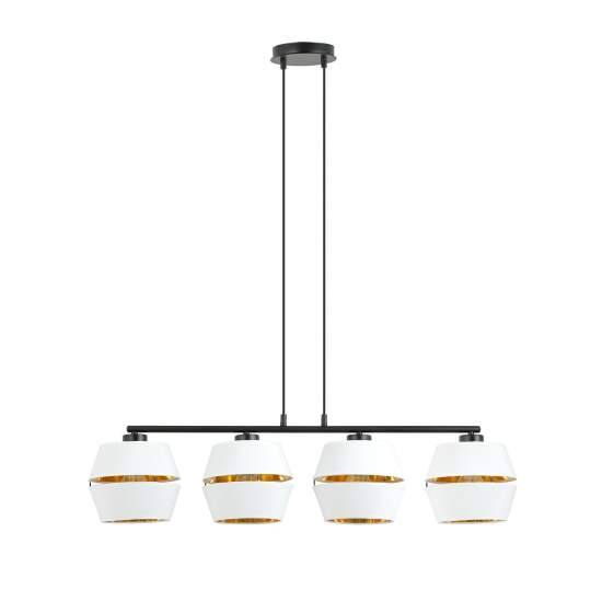 Sospensione Contemporanea 4 Luci Bellerofonte In Metallo Bianco E Oro LA0091-EB-4-NR-BI