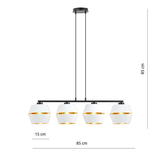 Sospensione Contemporanea 4 Luci Bellerofonte In Metallo Bianco E Oro LA0091-EB-4-NR-BI