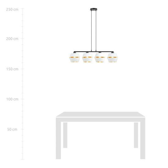 Sospensione Contemporanea 4 Luci Bellerofonte In Metallo Bianco E Oro LA0091-EB-4-NR-BI