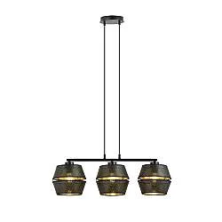 Sospensione Contemporanea 3 Luci Tristram In Metallo Nero E Oro