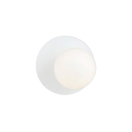 Lampada Da Parete Contemporanea Ippolita 1 Luce In Acciaio Bianco E Vetro Opalino LA0093-EB-AP1-BI