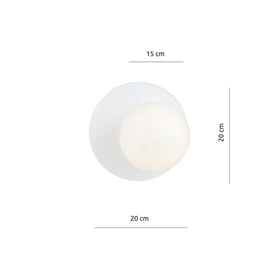 Lampada Da Parete Contemporanea Ippolita 1 Luce In Acciaio Bianco E Vetro Opalino LA0093-EB-AP1-BI