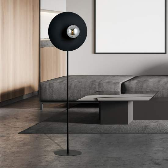Piantana Minimal Ippolita Acciaio Nero Grigio 1 Luce E14 Ip20 LA0093-EB-PT1-NR-GR