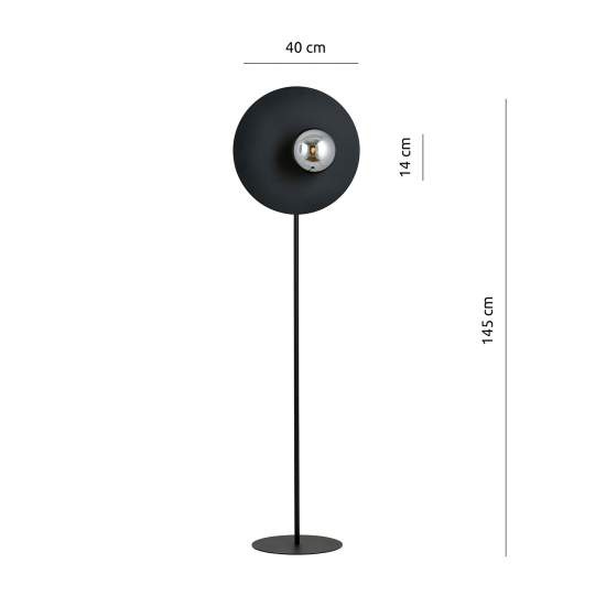 Piantana Minimal Ippolita Acciaio Nero Grigio 1 Luce E14 Ip20 LA0093-EB-PT1-NR-GR