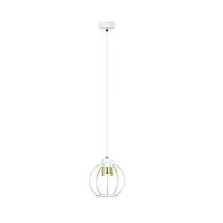 Sospensione Minimal Lothbrok 1 Luce In Acciaio Bianco A Gabbia Con Oro