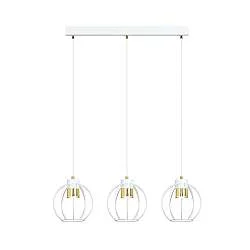 Sospensione Minimal Lothbrok 3 Luci Acciaio Bianco A Paralumi Gabbia Con Oro