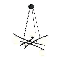 Lampadario Moderno Ubba Acciaio Nero Bianco 5 Luci E14