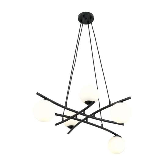 Lampadario Moderno Cadmo Acciaio Nero Bianco 5 Luci E14 Ip20 LA0095-EB-5-NR-BI