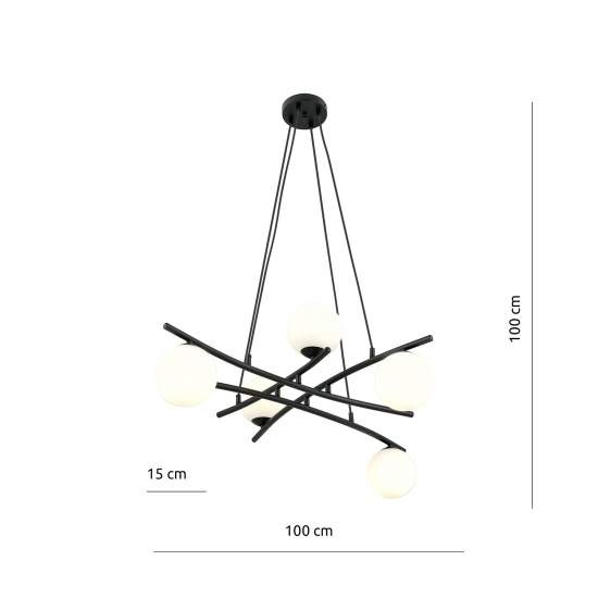 Lampadario Moderno Cadmo Acciaio Nero Bianco 5 Luci E14 Ip20 LA0095-EB-5-NR-BI