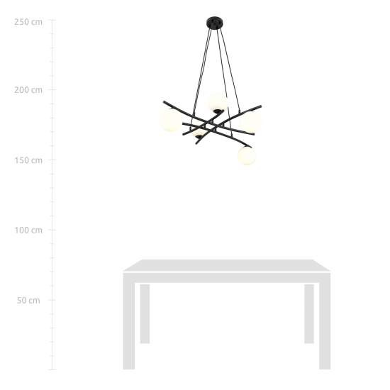 Lampadario Moderno Cadmo Acciaio Nero Bianco 5 Luci E14 Ip20 LA0095-EB-5-NR-BI