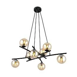 Lampadario Moderno Zarmon Acciaio Nero 8 Luci E14
