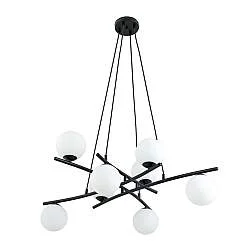 Lampadario Moderno Zarmon Acciaio Nero Bianco 8 Luci E14