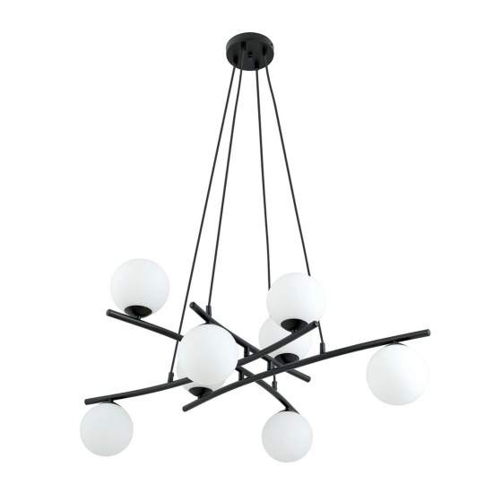 Lampadario Moderno Cadmo Acciaio Nero Bianco 8 Luci E14 Ip20 LA0095-EB-8-NR-BI