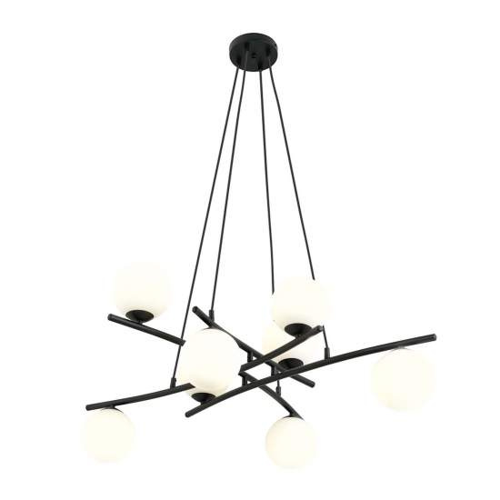 Lampadario Moderno Cadmo Acciaio Nero Bianco 8 Luci E14 Ip20 LA0095-EB-8-NR-BI