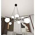 Lampadario Moderno Cadmo Acciaio Nero Bianco 8 Luci E14 Ip20 LA0095-EB-8-NR-BI