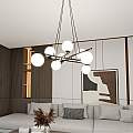 Lampadario Moderno Cadmo Acciaio Nero Bianco 8 Luci E14 Ip20 LA0095-EB-8-NR-BI