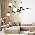 Lampadario Moderno Cadmo Acciaio Nero Bianco 8 Luci E14 Ip20 LA0095-EB-8-NR-BI