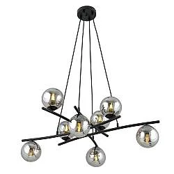 Lampadario Moderno Zarmon Acciaio Nero Grigio 8 Luci E14