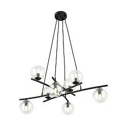 Lampadario Moderno Zarmon Acciaio Nero Trasparente 8 Luci E14