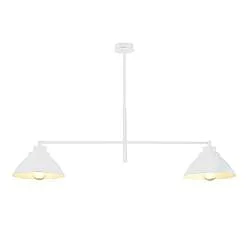Lampadario Minimal Gemini Acciaio Bianco 2 Luci E27