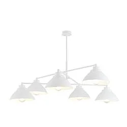 Lampadario Minimal Gemini Acciaio Bianco 6 Luci E27