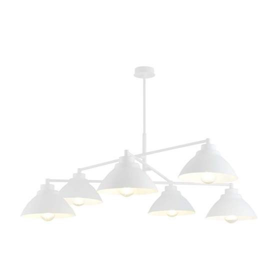 Lampadario Minimal Castore Acciaio Bianco 6 Luci E27 Ip20 LA0097-EB-6-BI