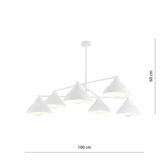 Lampadario Minimal Castore Acciaio Bianco 6 Luci E27 Ip20 LA0097-EB-6-BI