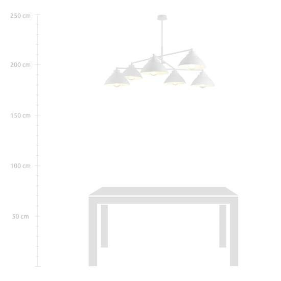 Lampadario Minimal Castore Acciaio Bianco 6 Luci E27 Ip20 LA0097-EB-6-BI