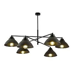Lampadario Minimal Gemini Acciaio Bianco Nero 6 Luci E27