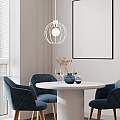 Sospensione Industriale 1 Luce Polluce In Acciao Bianco A Gabbia Con Oro LA0098-EB-1-BI-OR