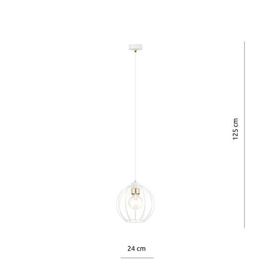 Sospensione Industriale 1 Luce Polluce In Acciao Bianco A Gabbia Con Oro LA0098-EB-1-BI-OR