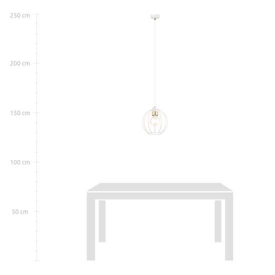 Sospensione Industriale 1 Luce Polluce In Acciao Bianco A Gabbia Con Oro LA0098-EB-1-BI-OR