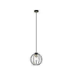 Sospensione Industriale 1 Luce Tiwaz In Acciao Nero A Gabbia Con Oro