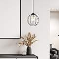 Sospensione Industriale 1 Luce Polluce In Acciao Nero A Gabbia Con Oro LA0098-EB-1-NR-OR
