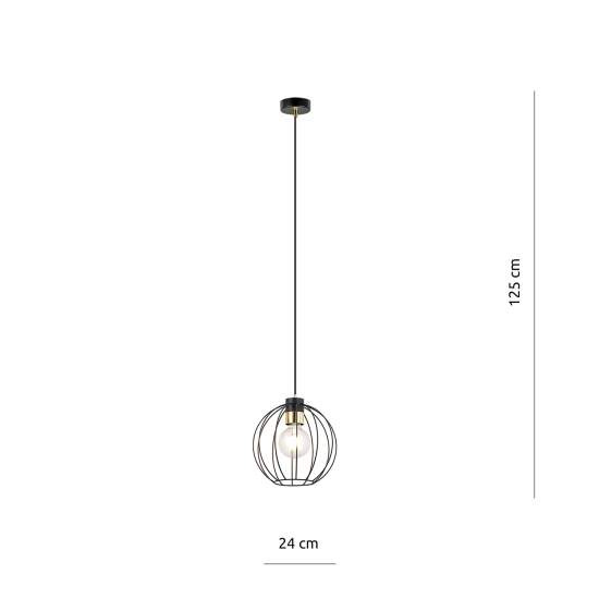 Sospensione Industriale 1 Luce Polluce In Acciao Nero A Gabbia Con Oro LA0098-EB-1-NR-OR