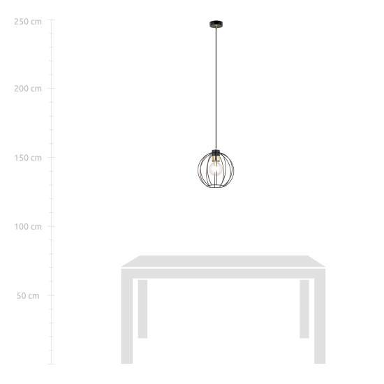 Sospensione Industriale 1 Luce Polluce In Acciao Nero A Gabbia Con Oro LA0098-EB-1-NR-OR