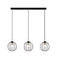 Sospensione Industrial 3 Luci Polluce In Acciaio Nero A Paralumi Gabbia Con Oro LA0098-EB-3-NR-OR