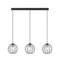 Sospensione Industrial 3 Luci Tiwaz Acciaio Nero A Paralumi Gabbia Con Oro