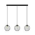 Sospensione Industrial 3 Luci Polluce In Acciaio Nero A Paralumi Gabbia Con Oro LA0098-EB-3-NR-OR